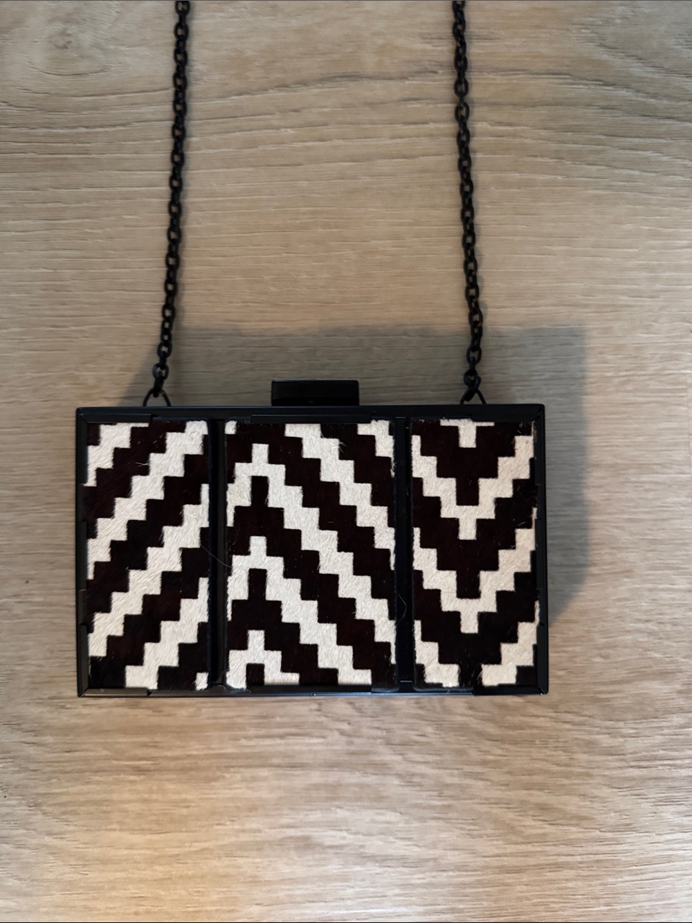 Black and White Chevron Box Clutch - Women Bags